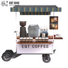 4 koła Vending Outdoor Coffee Cart Malowanie proszkowe Mobilny rower do kawy