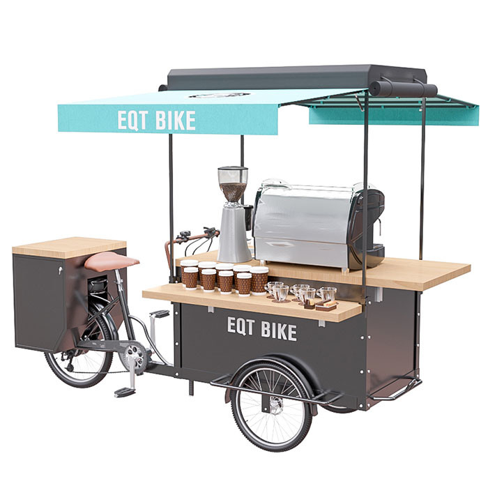 Łatwy w obsłudze wózek rowerowy do kawy na zewnątrz Rama ze stali wysokowęglowej Certyfikat CE