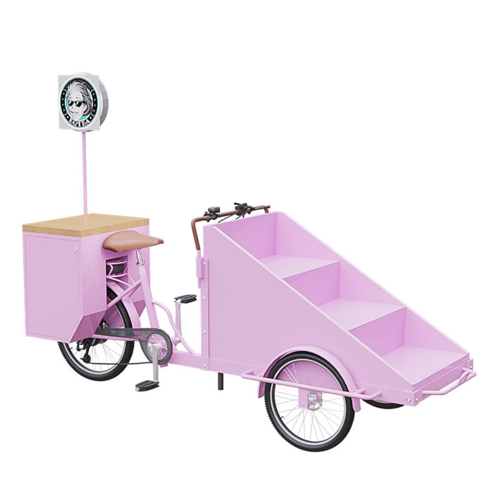 Ultralekki mobilny koszyk sprzedawcy ulicznego integrujący projekt dla kwiatów / owoców / przekąsek