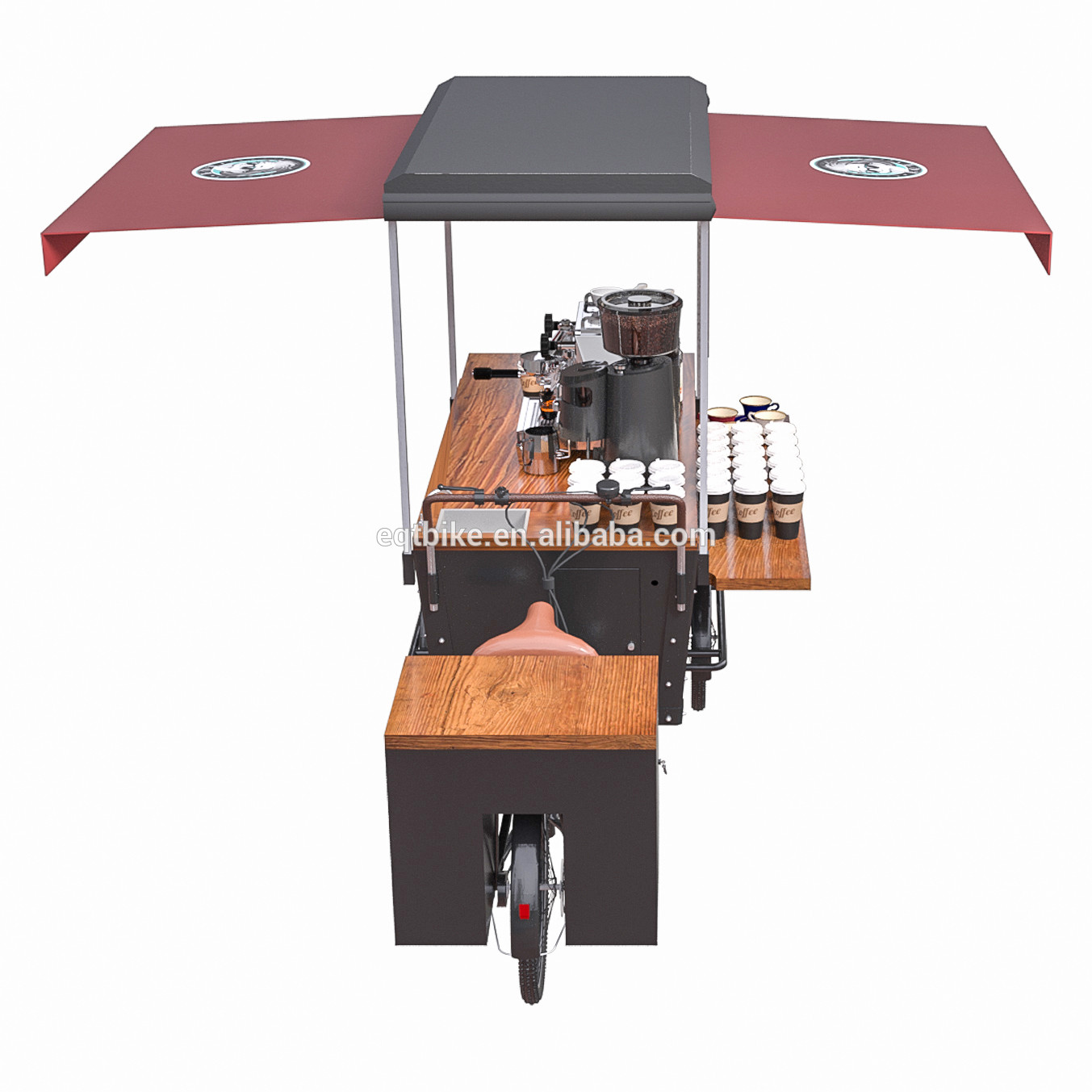 Anti Oil Box Struktura Drewniany trójkołowy wózek do kawy
