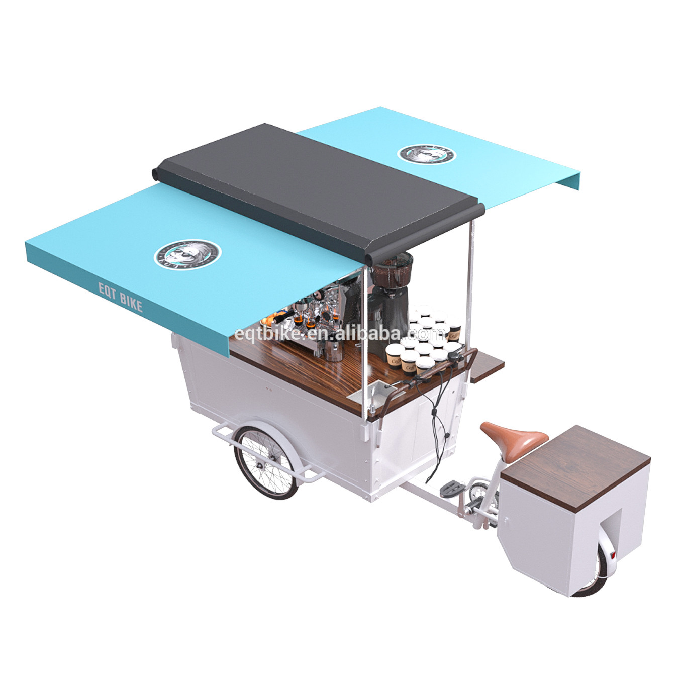 SS304 Stół roboczy drewniany 300 kg Załaduj mobilny wózek na kawę