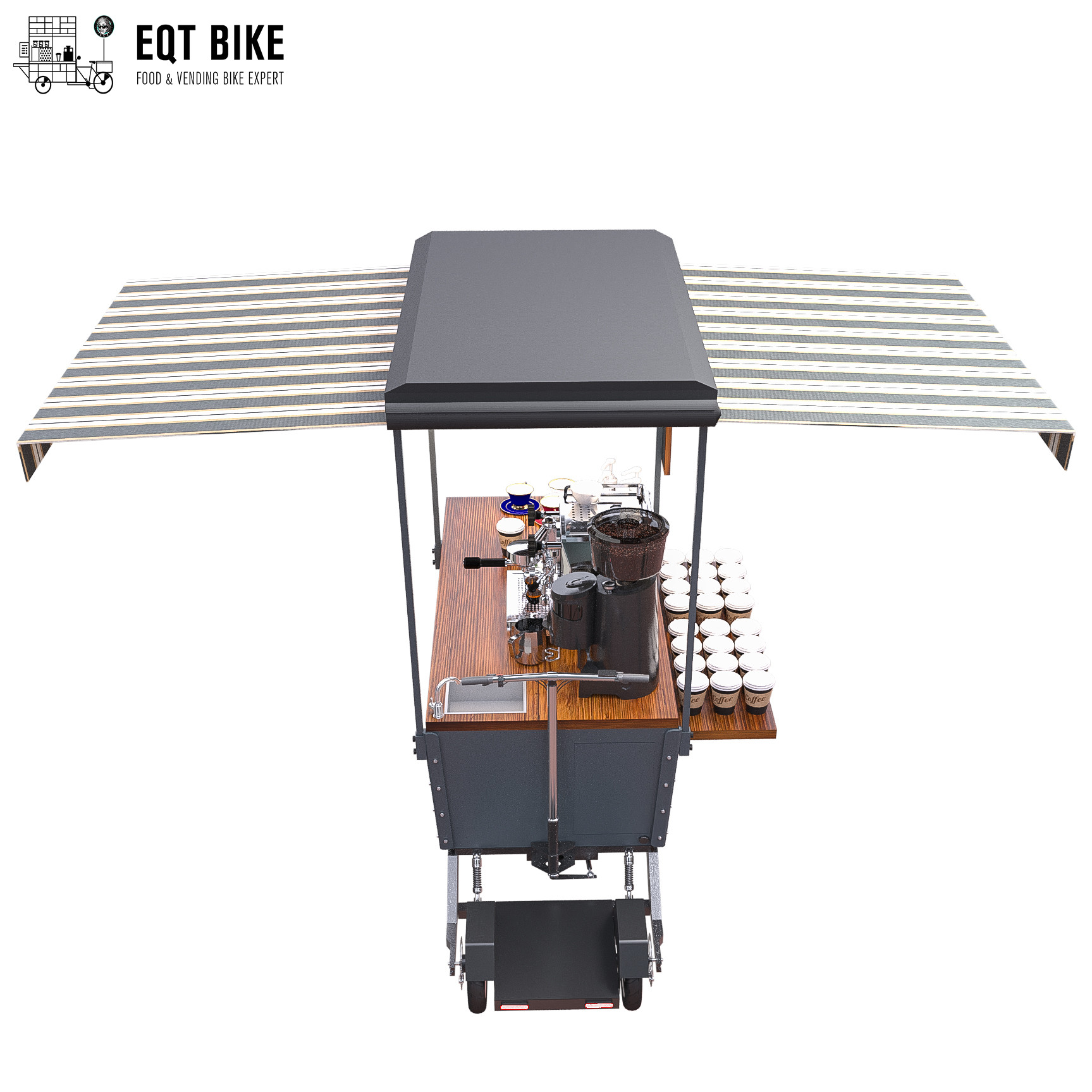 Outdoor Mobile Vending Coffee Bike Wózek 48V ze stołem roboczym ze stali nierdzewnej